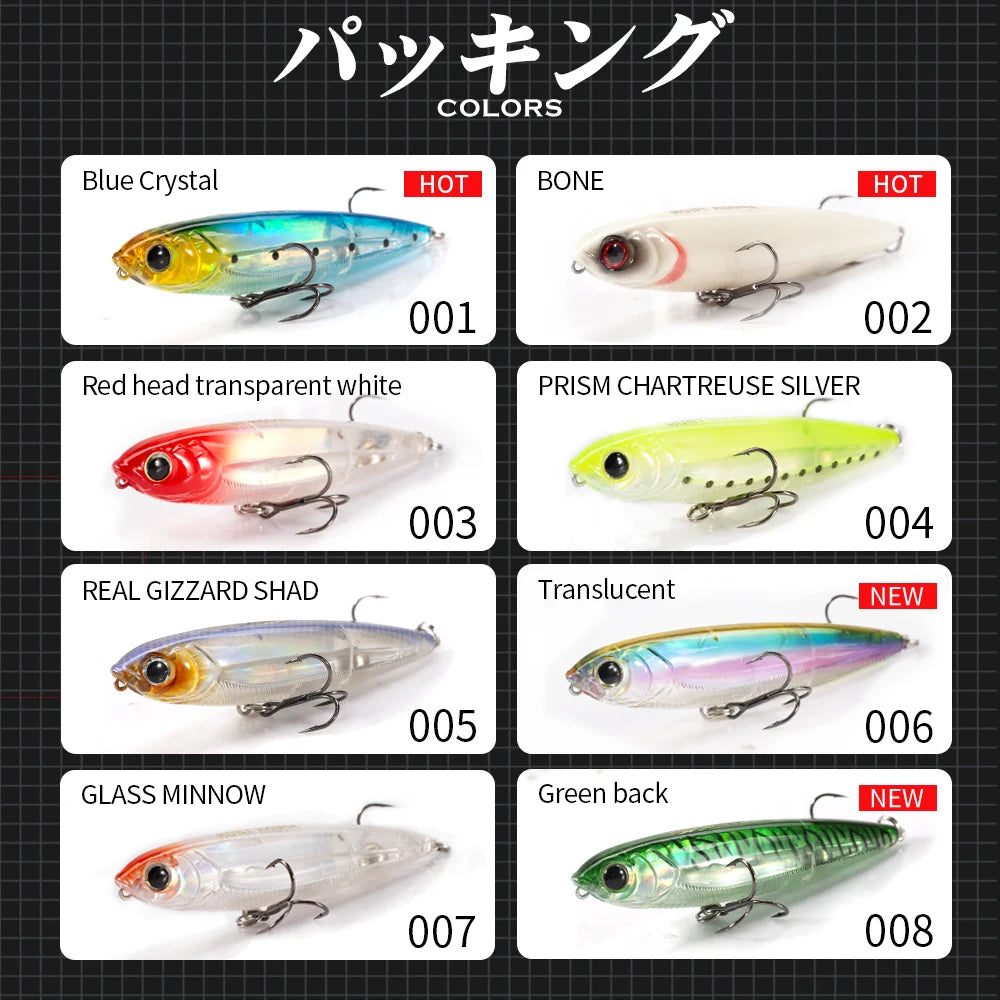 Pencil Topwater Lure 100mm 14.5g Walk the Dog Surface Bait Reflective Flash StickBait for Seabass
