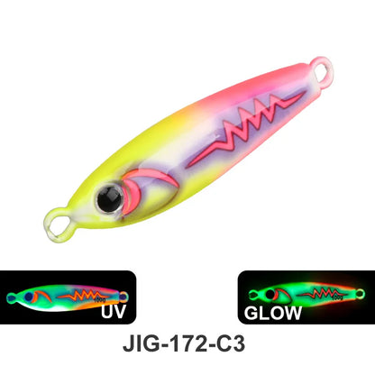 TEASER J172 40g 55g 80g 100g UV 3D Printing Glow Artificial Hard Bait Metal Midwater Jigging Lure  Mackerel Bass With Hooks Lure