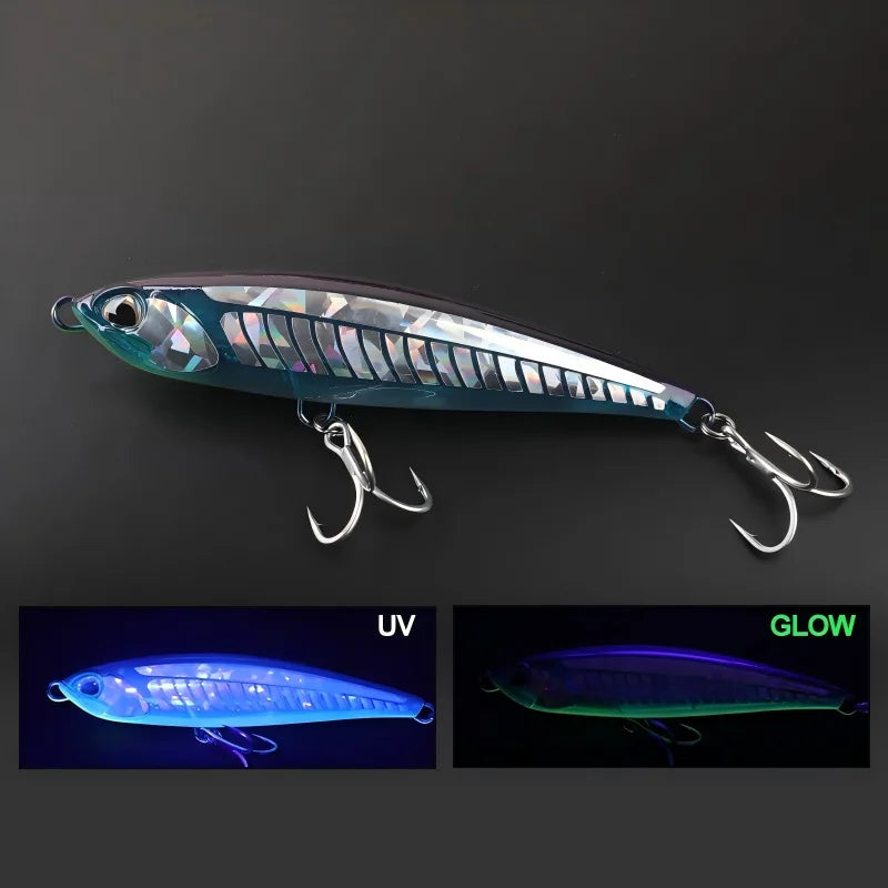 TEASER 160mm 70g Sinking Pencil Lure Sea Fishing Big Game Tuna Saltwater UV Coating 3D Printing Sinking Pencil Tuna Lure