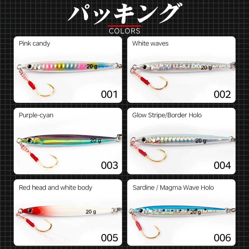 HUNTHOUSE Jigging Lure 7g 10g 15g 20g Slow Pitch Jigging Lure with Hook Jig Lead Sinking Metal Jigs Bait