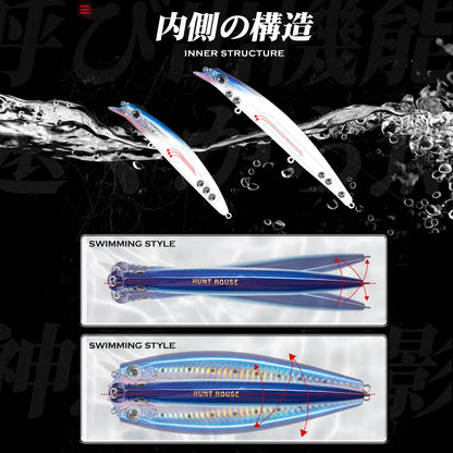 Hunt House 10.5cm 18g 140mm Popper Hard Plastic Surface Bait ABS Top Water Popper Fishing Lure for Trout River Stream Sea