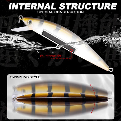 120mm 44g Heavy Sinking Minnow Fishing Lure Long Casting Trolling Hard Bait LW134 for Saltwater Tuna Sea Bass Wholesale