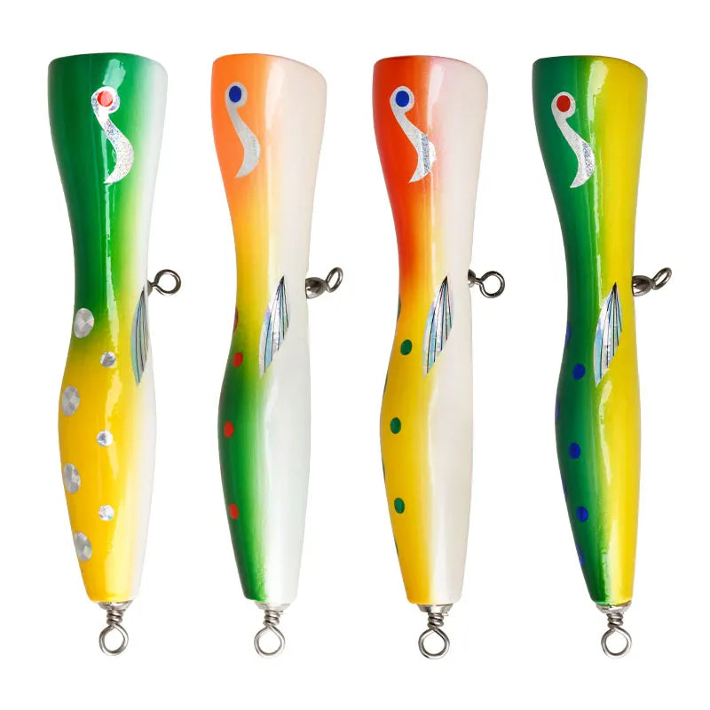 TEASER WD135 Tolure 85g/19.5cm Wooden Popper Fishing Lure Topwater Big Game Saltwater Popper Lure Tuna Wooden Stick Bait Lure