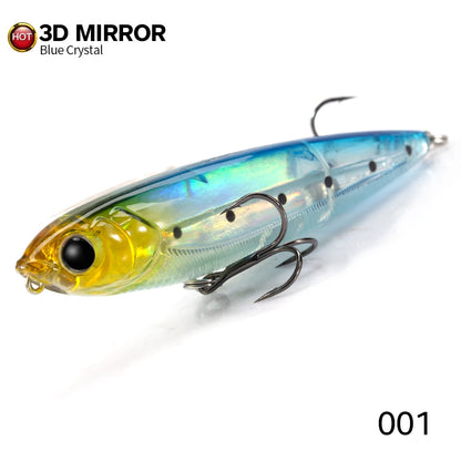 Pencil Topwater Lure 100mm 14.5g Walk the Dog Surface Bait Reflective Flash StickBait for Seabass