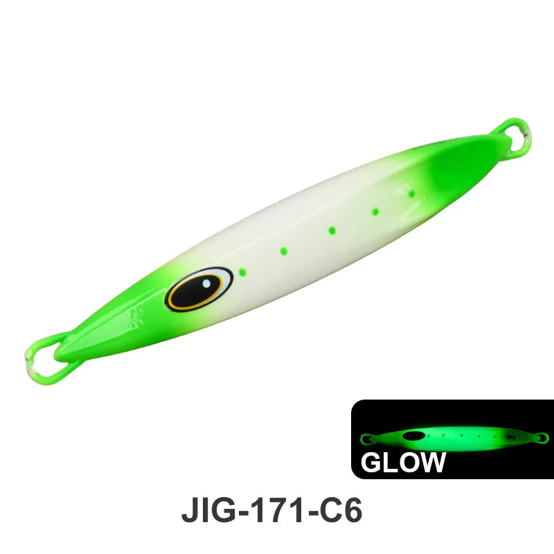 TEASER J171 UV 150g 200g 250g 300g 400g 500g 600gFast Sinking Luminous Metal Jig Slow Shaking Trolling Sea Fishing Lure Tuna