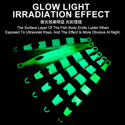 TEASER J171 UV 150g 200g 250g 300g 400g 500g 600gFast Sinking Luminous Metal Jig Slow Shaking Trolling Sea Fishing Lure Tuna