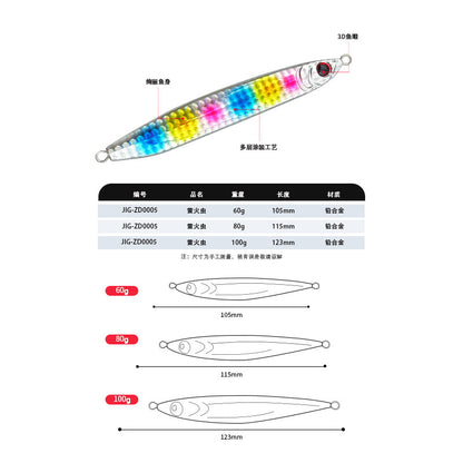 Metal Jig Lure Glow Stick Inside TX025