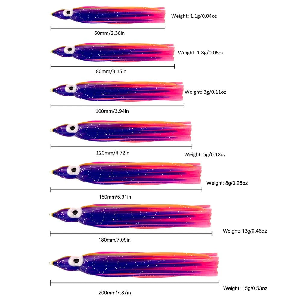 Silicone Squid Soft Lure 5pk