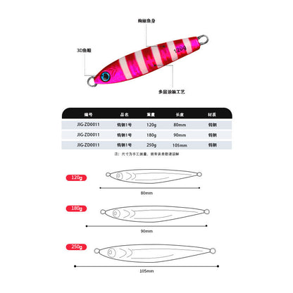 Saltwater Fishing TG Bait Tungsten Metal Jig Glow TX030